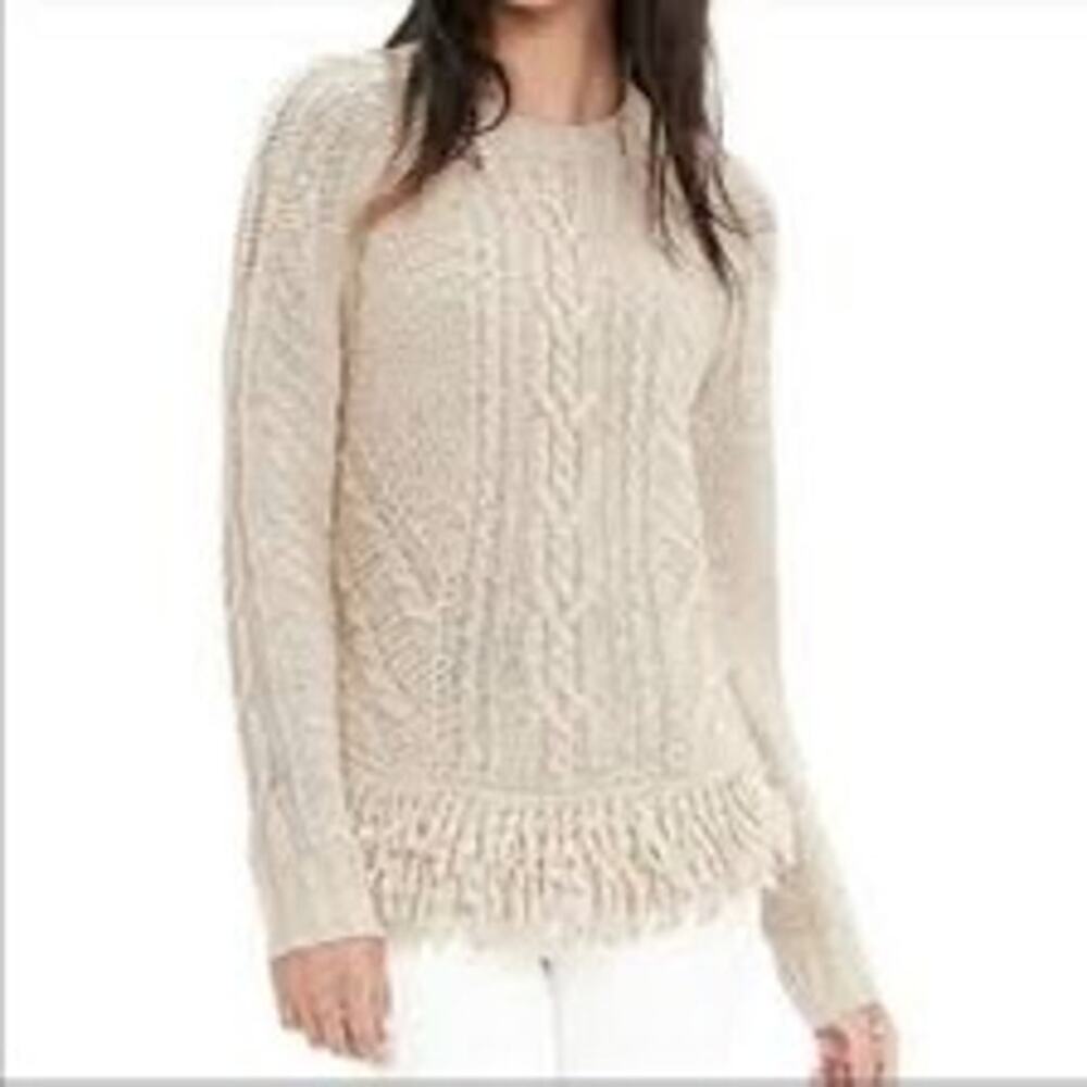 Banana Republic Cable Knit Sweater Womens Medium Italian Yarn Wool Alpaca Blend